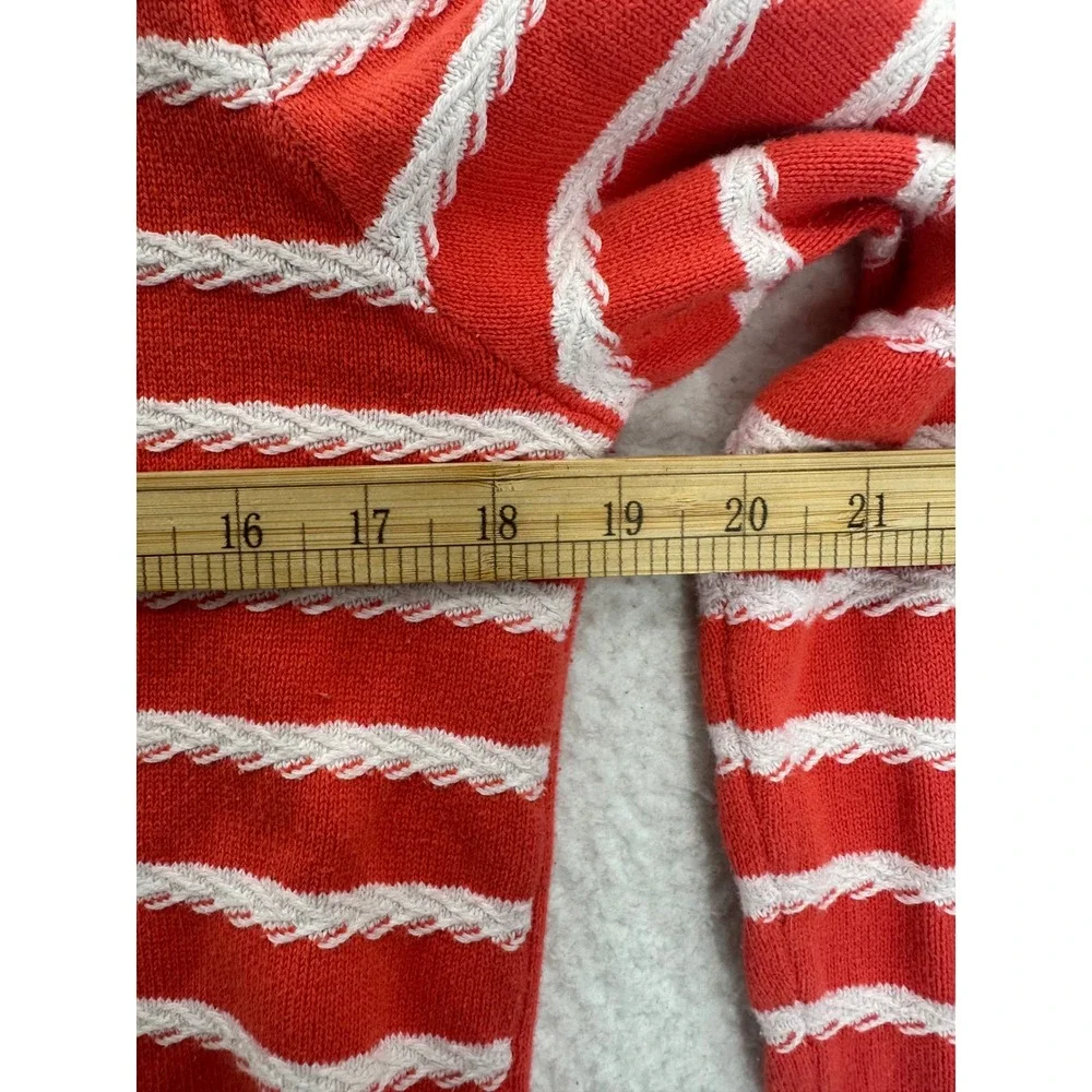 Liz Claiborne Women‎ Orange White Striped Cotton Sweater Pullover Size M